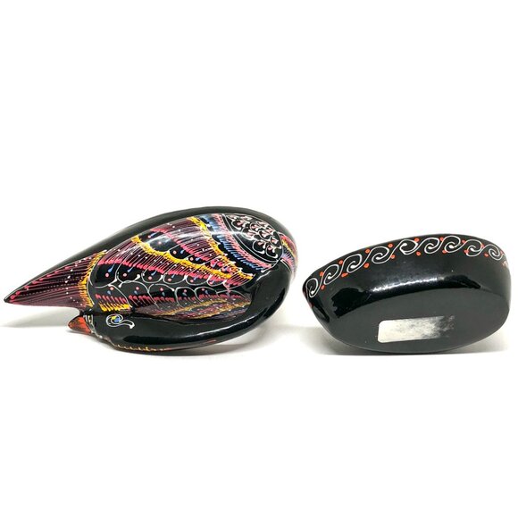 Black Lacquered Wood Trinket Box Black Swan Bird Duck hand painted Thailand - Picture 11 of 14